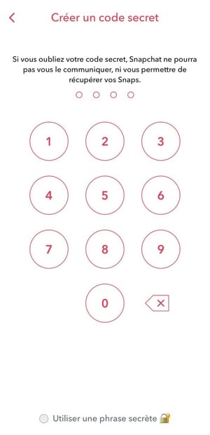 Geheimcode erstellen und bestätigen