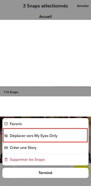 Snaps in „My Eyes Only“ verschieben