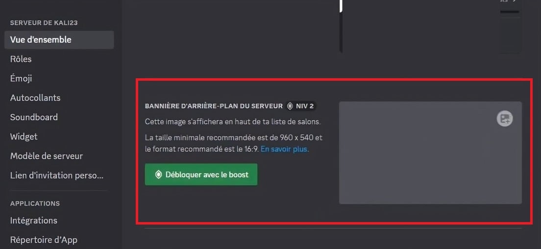 Interfaccia per cambiare un banner su Discord