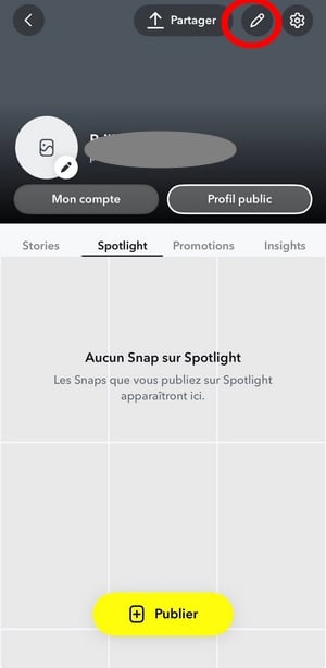 Modifier le profil public sur Snapchat
