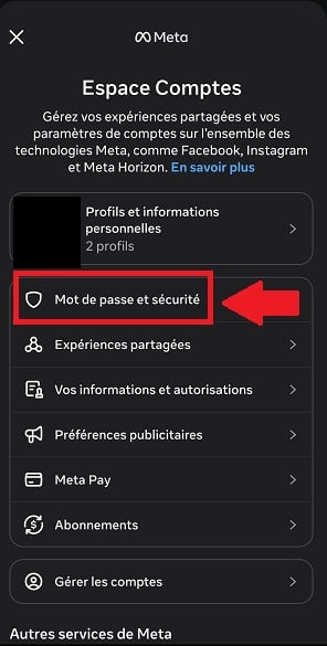 Facebook設定のパスワードとセキュリティオプション