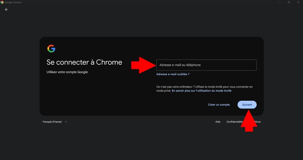 Страница входа в Google Chrome с помощью адреса Gmail