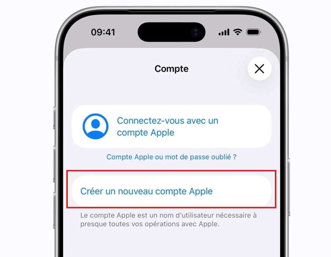 Vælg «Opret en ny Apple-konto» for at starte processen fra App Store.