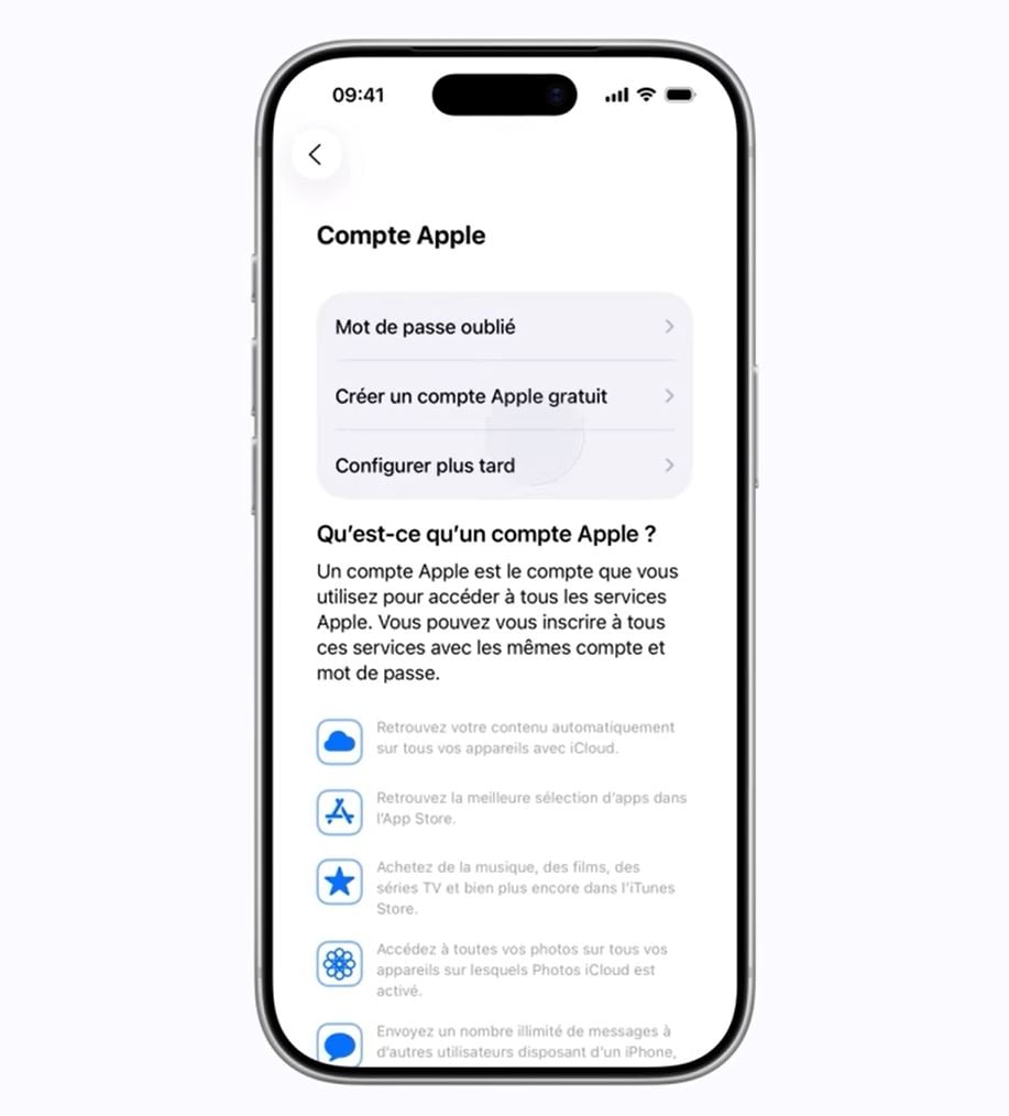 Vælg «Opret en gratis Apple-konto» for at gå i gang med oprettelsen.
