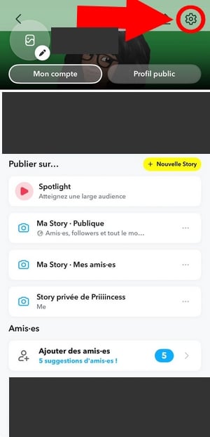 Snapchatの設定アイコン