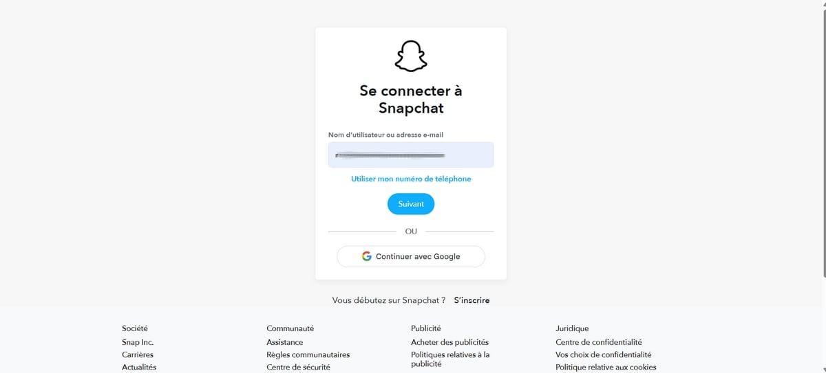 ウェブ版Snapchatにログインする