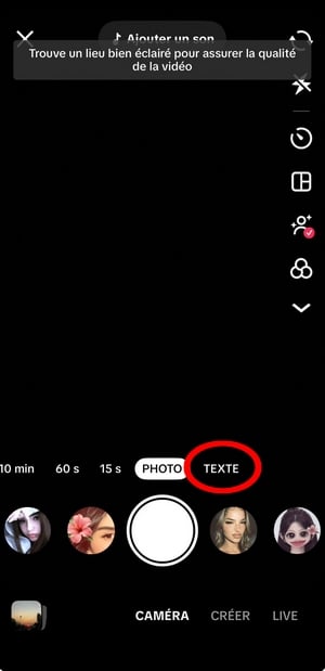 Auf „Text“ auf der Startseite klicken