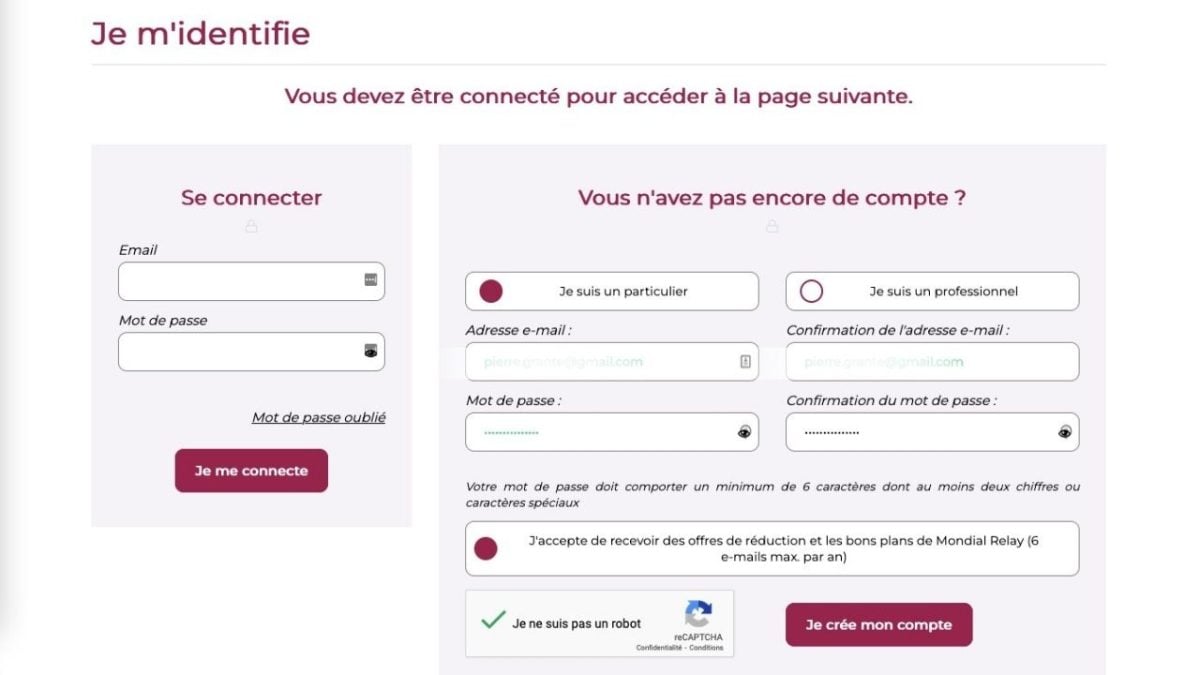Mondial Relayのサイトで決済画面に進むには、ログインしてください。. 