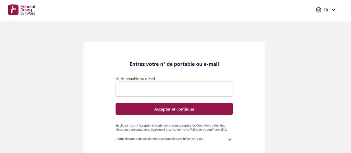 Mondial Relayのアカウントにログインする。. 