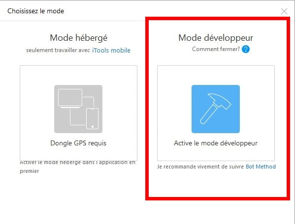 Itoolsで開発者モードを有効にする 