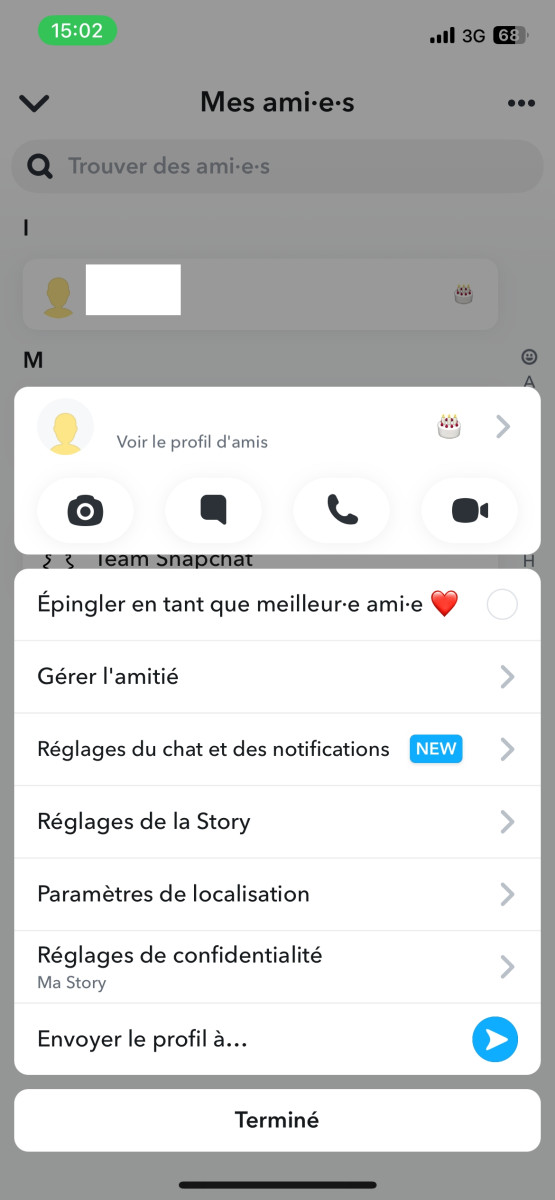 Layar di Snapchat untuk menunjukkan cara melihat skor snap teman Anda 
