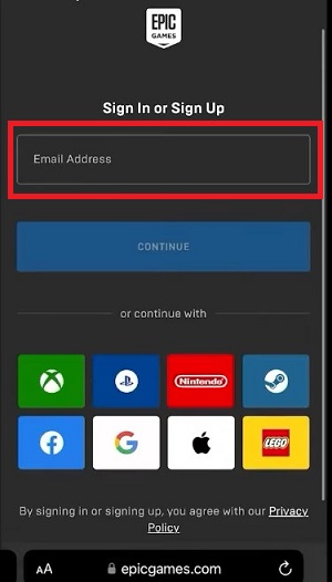 Войти в аккаунт Epic Games