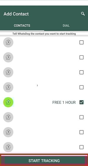 Escolher os contactos do WhatsApp a seguir no WhatsDog