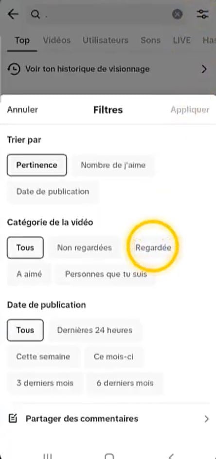 Cronologia delle visualizzazioni su TikTok.