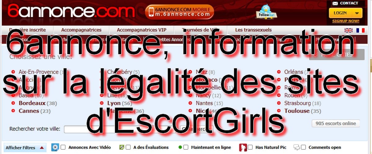 6annonce, information sur la légalité des sites d'EscortGirls