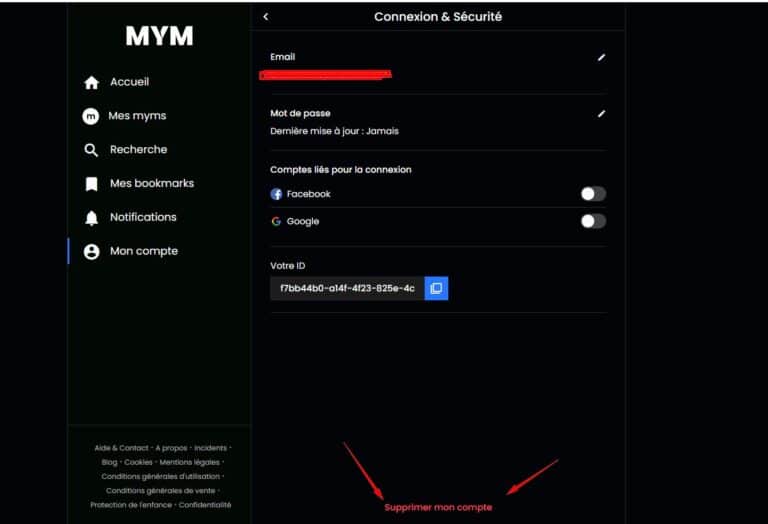 How do I delete a Mym account?
