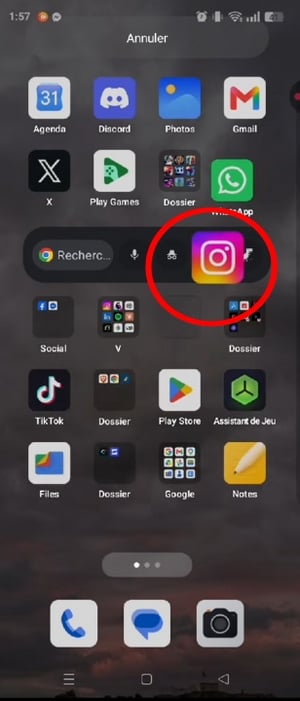 Passare il cursore sull'app e trascinarla dove si desidera sulla schermata iniziale