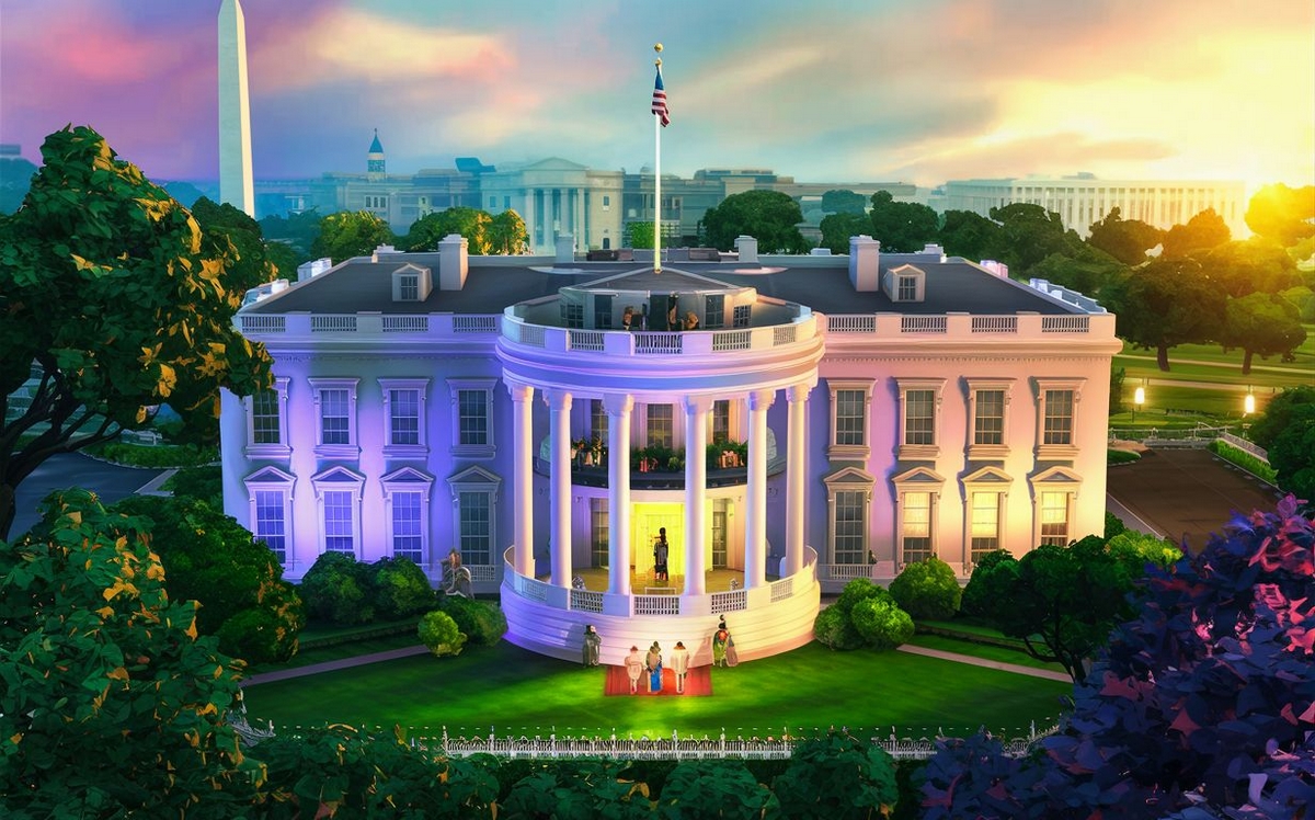 Imagen de una Casa Blanca, que se creará en SIMS 4 