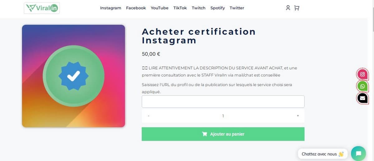 Acheter certification instagram