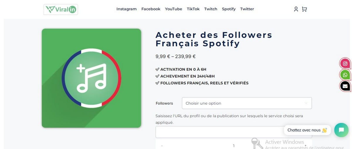 Image du site Viralineagency Acquista follower Spotify francese