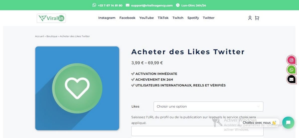 Image du site Viralineagency Acheter des likes twiteer