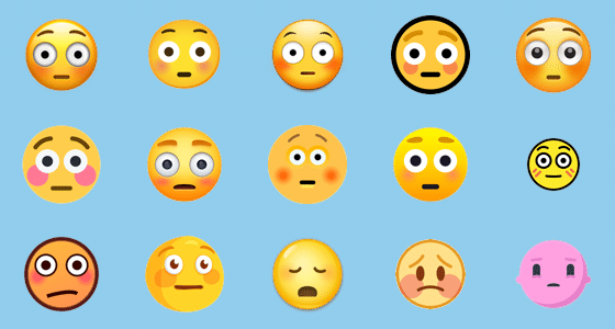 Ilustração da imagem de diferentes formas do emoji de rosto rindo