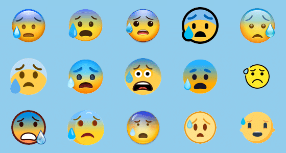 Billedillustration af ængstelig ansigt-emoji med sveddråbe