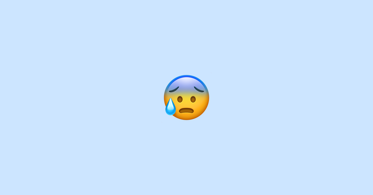 Bildillustration eines ängstlichen Gesichts-Emojis mit Schweißtropfen