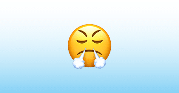 Ilustración de imagen de emoji de cara con humo saliendo de las fosas nasales