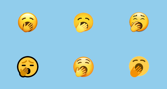 Picture illustration of the different looks of the yawning face emoji