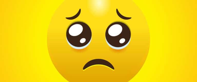 Picture illustration of pleading face emoji