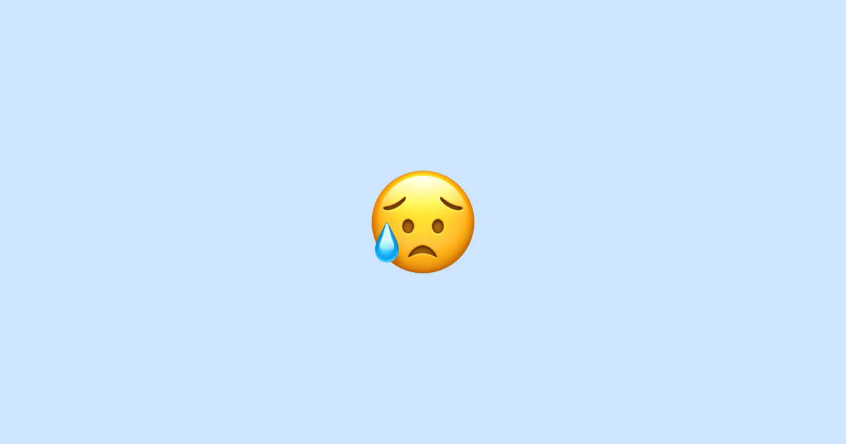 Ilustração de imagem de emoji de rosto triste, mas aliviado