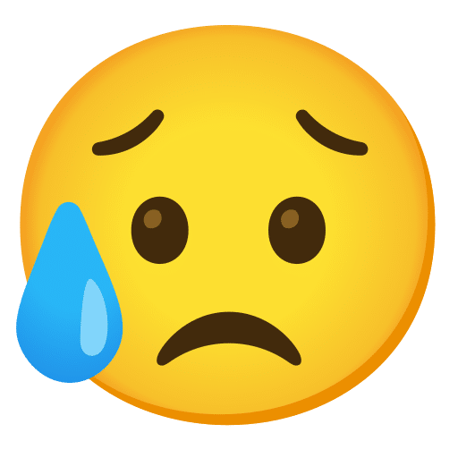 Bildillustration von traurigem, aber erleichtertem Gesichts-Emoji