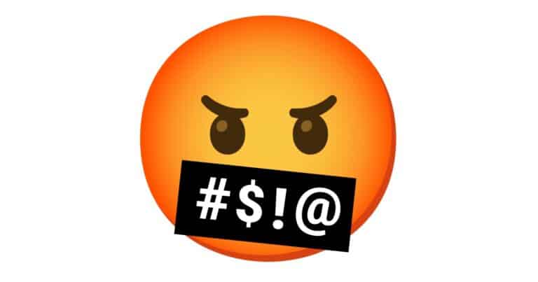Ilustrasi emoji wajah dengan simbol di mulut