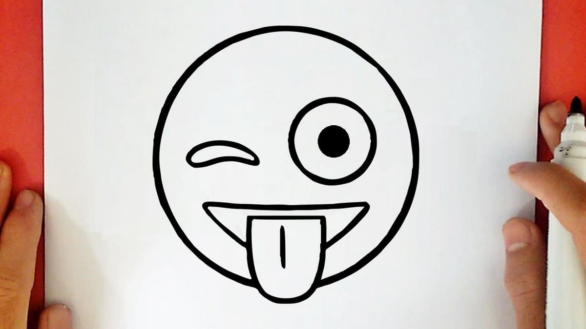 Drawing of a winking face