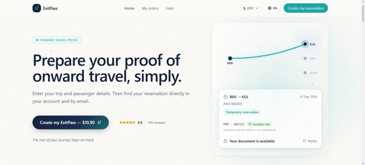 Preuve de voyage avec ExitPass