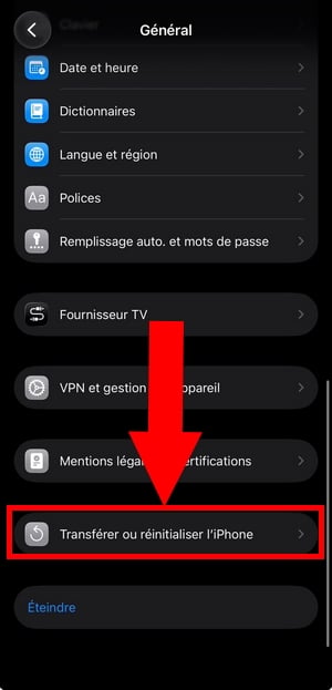 iPhoneのデータを転送またはリセットする