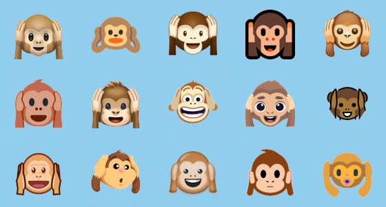 Gambar Emoji monyet Kikazaru