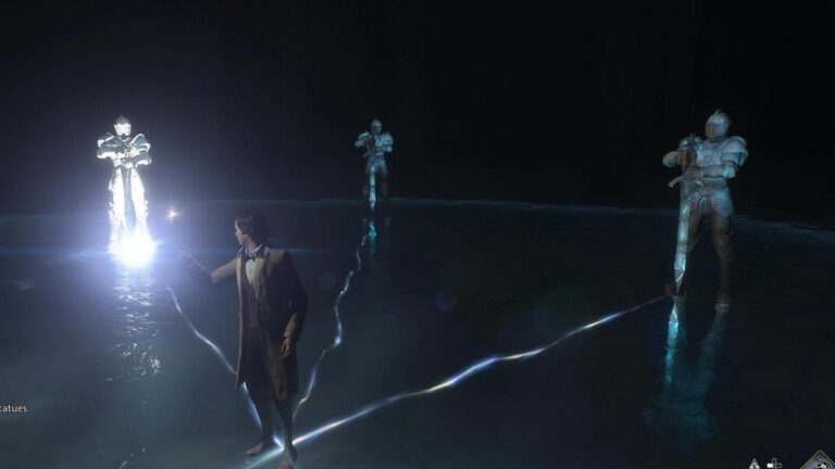 activación de las 3 estatuas de caballeros en Hogwarts Legacy