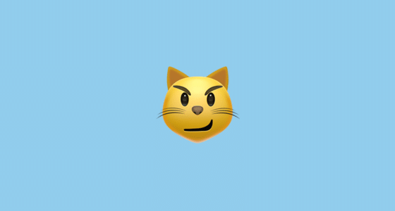 Ilustración de imagen de gato emoji con sonrisa en la esquina 