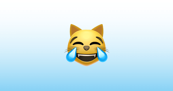 Illustration en image de l'émoji chat qui pleure de joie