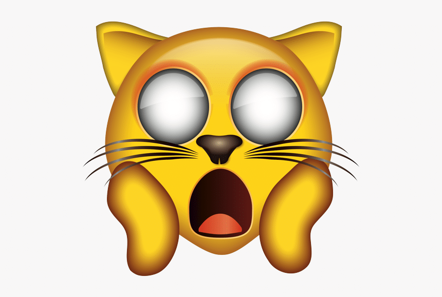 Picture illustration of cat face emoji screaming in fear 