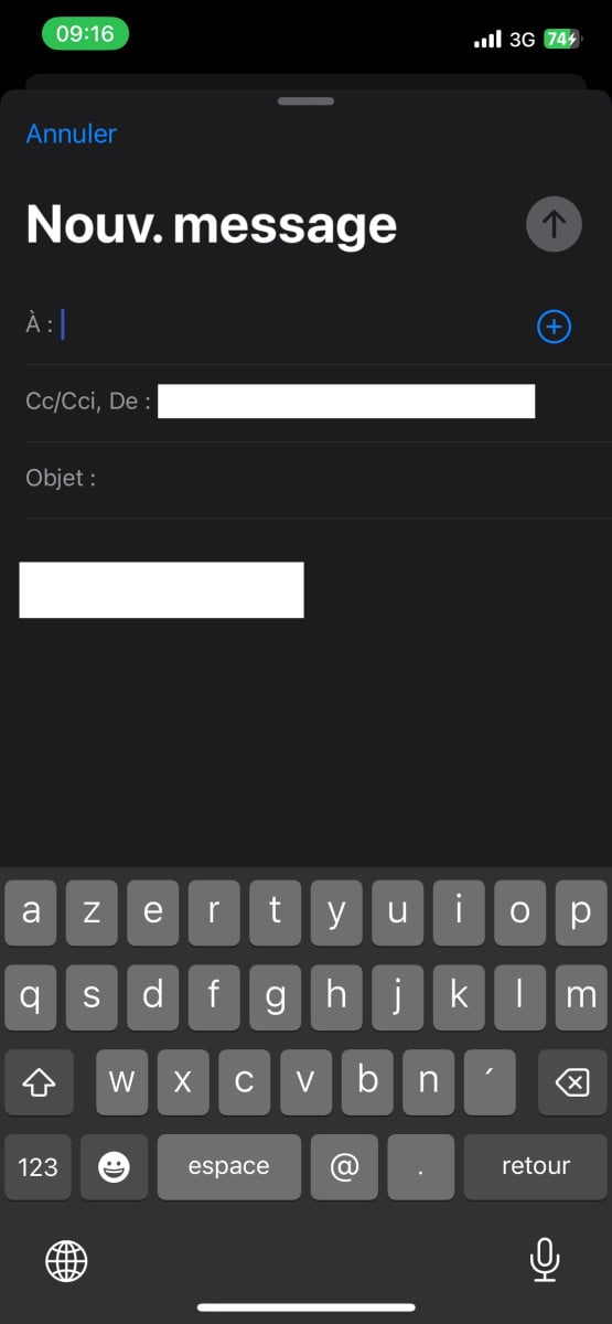 Image of e-mail content editing on Outlook mobile