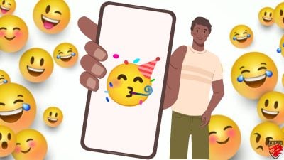 Иллюстрация праздничного лица эмодзи 🥳.