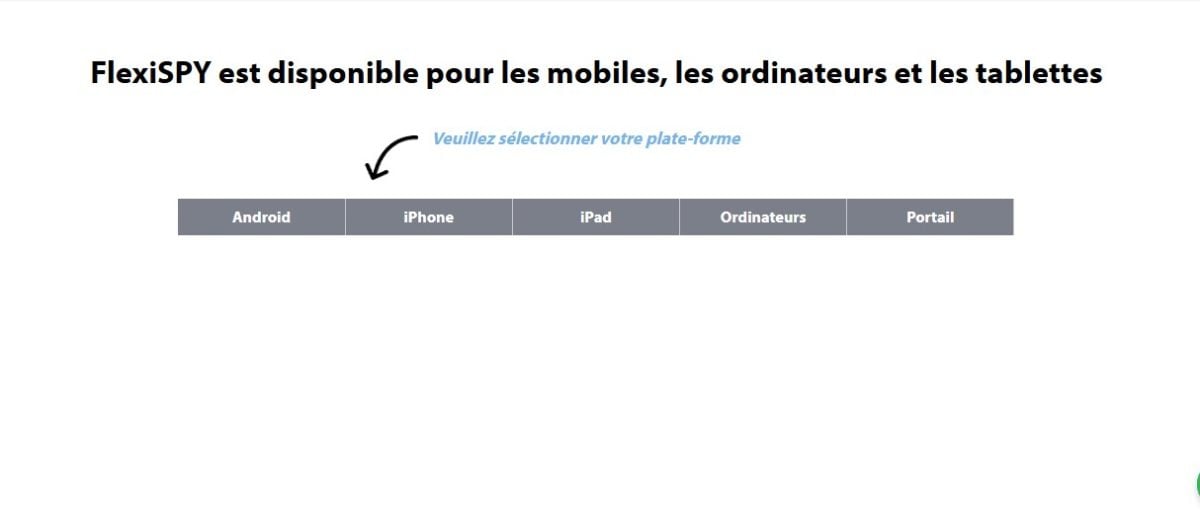 选择要使用 FlexiSpy 监控的智能手机的截图