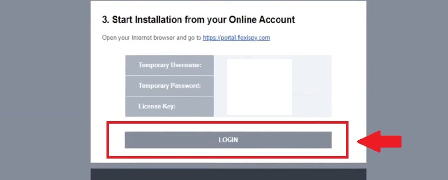 连接到 FlexiSpy 的屏幕截图