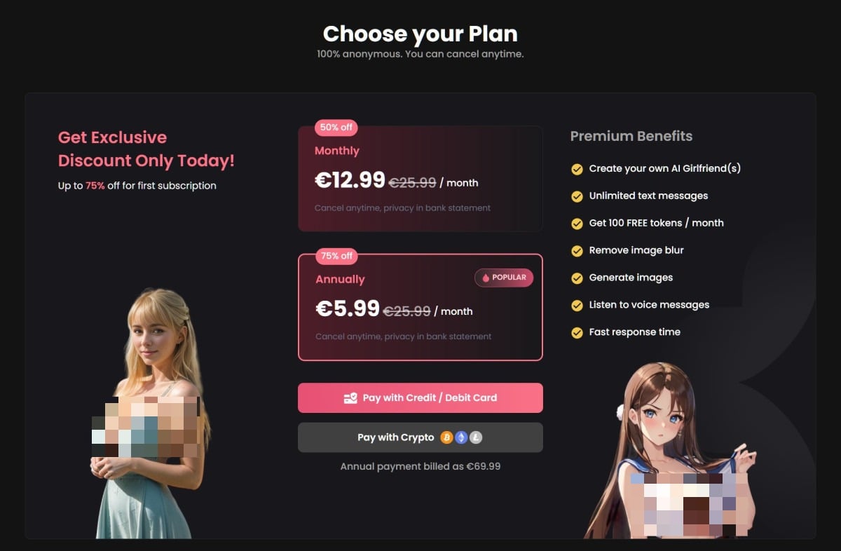 Screenshot of Candy application subscriptions