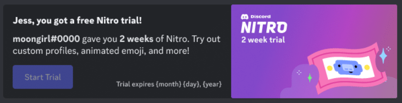 Abonnement essai Nitro Discord