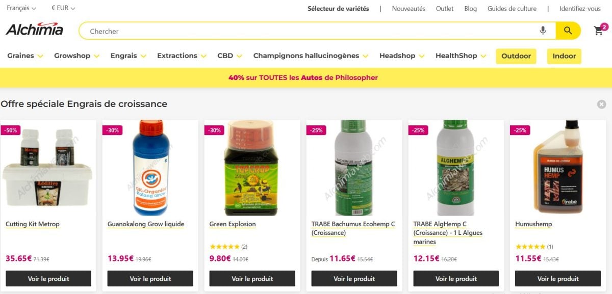 Übersicht über die Gartenprodukte auf Alchimia Web.