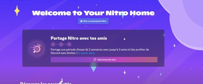 Screenshot de la page de Nitro sur votre compte